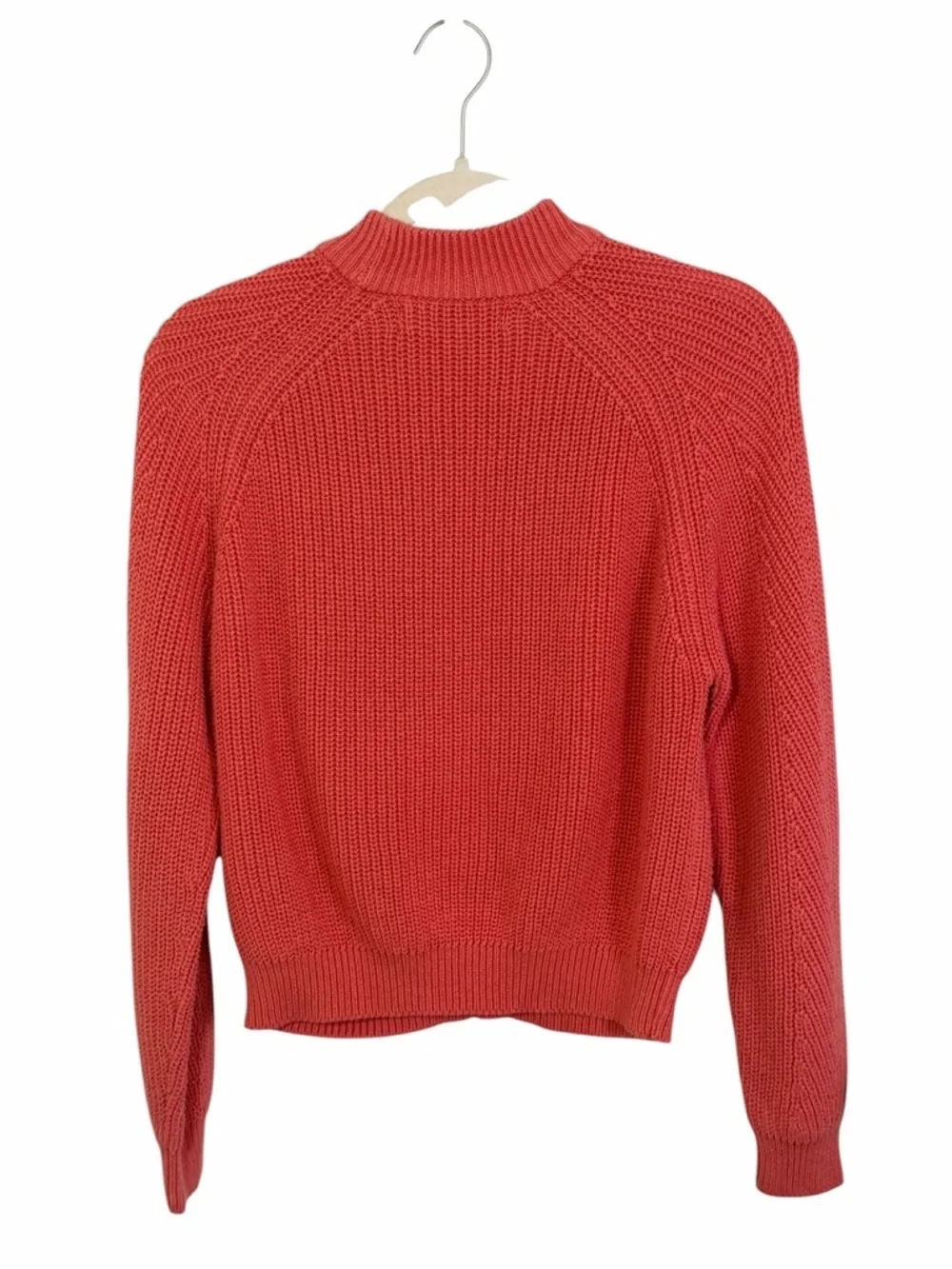 Vero Moda Coral Ribbed Mock Neck Sweater Chunky Knit Raglan Sleeve Cozy